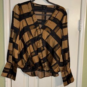 Halogen-Black/Brown Blouse, Medium, NWT